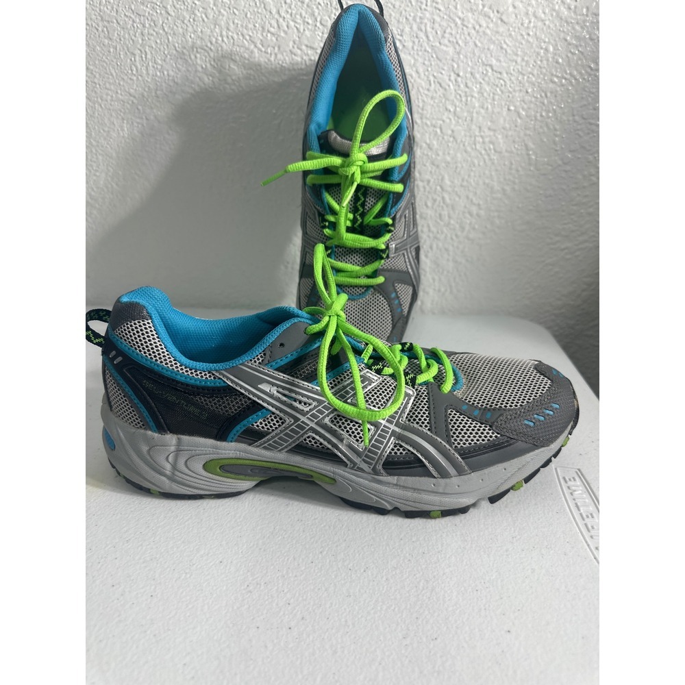 ASICS Gel Venture 3 Women's Running Shoes Gray Blue Neon Lace Up Athletic